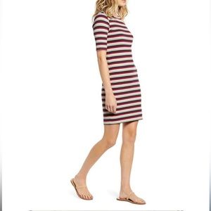 ANTHROPOLOGIE STATESIDE Striped Ribbed Crewneck Half-Sleeve T-Shirt Dress S